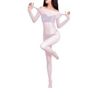 Generico Donna Bodystocking Collant Lucidi Olio Bodystockings Trasparente Bodysuits Catsuit