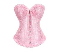 Generico Donna Bustino Corsetto Elegante Satin Floreale Corsetto Stringivita Donne Corsetti Shapewear Lingerie Lace Waist Push Up Corsage Bustino Retro Per Halloween E Carneval (S)