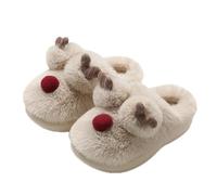 Generico Donna Ciabatte Pelo Corna Applicate Naso Rosso Suola Piatta Punta | Collo Imbottito Sul Bordo, Pantofola Femminile, Estetica Festiva Soffice, Bootie Leggero, Per Casa E Veglie