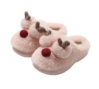 Generico Donna Ciabatte Pelo Corna Applicate Naso Rosso Suola Piatta Punta | Collo Imbottito Sul Bordo, Pantofola Femminile, Estetica Festiva Soffice, Bootie Leggero, Per Casa E Veglie
