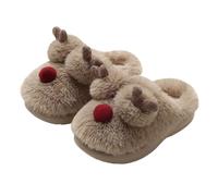 Generico Donna Ciabatte Pelo Corna Applicate Naso Rosso Suola Piatta Punta | Collo Imbottito Sul Bordo, Pantofola Femminile, Estetica Festiva Soffice, Bootie Leggero, Per Casa E Veglie