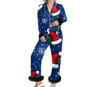 Generico Donna Due Pezzi da Casa per Natale Relax e Feste Set con Top e Pantaloni Morbidi Comfortevoli per Ogni Stagione