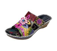 Generico Donna Eleganti Sandali Sandali Donna Pianta Larga Pantofole con tacco in pendenza da spiaggia da Pantofole casual vuote Scarpe con fondo in pendenza Womens Sandals Sandali Donna (Black, 43)