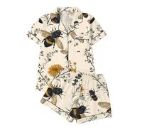 Generico Donna Estivo Set Due Pezzi con Top a Maniche Corte e Pantaloncini Coordinati Tessuto Traspirante Ideale per Il Relax Domestico e Le Notti Calde