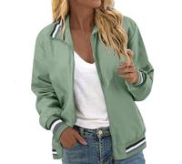 Generico Donna Giacca Primaverile Giubbottino Bomber Casual da Pilota Giacchetto Mezza Primavera E Autunno Felpa con Zip Stagione Streetwear