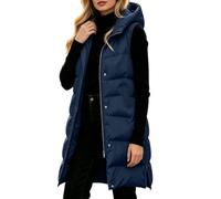 Generico Donna Gilet Imbottito Cappuccio Lungo Senza Maniche Tasche | Spalle Scoperte Nel Capospalla, Panciotto Femminile, Stile Urbano Materico Su Top, Casacca Lunga, Per Città Invernale