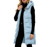 Generico Donna Gilet Imbottito Cappuccio Lungo Senza Maniche Tasche | Spalle Scoperte Nel Capospalla, Panciotto Femminile, Stile Urbano Materico Su Top, Casacca Lunga, Per Città Invernale