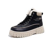 Generico Donna Impermeabile Stivali Trekking Tinta Unita Stivaletto Wide Fit Con Plateau da Passeggio Stivaletti Motociclista Bassi Foderato Caldo