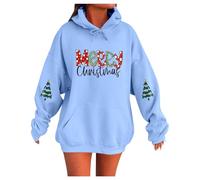 Generico Donna Maglione di Natale Buon Natale Regali Donne Elfo Pullover Lavorato a Maglia,Top in Felpa con Cappuccio Super Soft Touch Loungewear da Donna,Vestiti per Natale