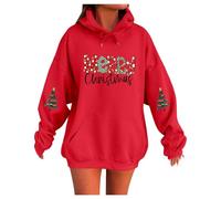 Generico Donna Maglione di Natale Buon Natale Regali Donne Elfo Pullover Lavorato a Maglia,Top in Felpa con Cappuccio Super Soft Touch Loungewear da Donna,Vestiti per Natale