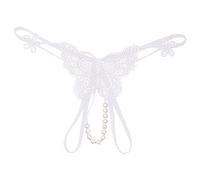 Generico Donna Mini Perizoma String Sexy A Vita Bassa con Farfalla Ricamata da Massaggio Perle Taglio Aperto Costume Tanga Filo Pizzo Slip Brasiliana Mutande Cotone Underwear Lingerie G Senza