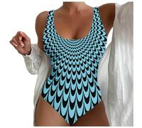 Generico Donna One Piece Costume da Bagno Costumi Bikini Un Pezzo Taglie Forti Controllo della Pancia Curvy Mare Push Up Imbottito Reggiseno Beachwear Swimwear