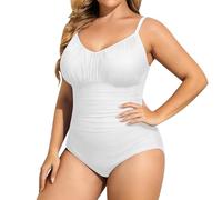 Generico Donna One Piece Costume da Bagno Costumi Interi Curvy Controllo Addominale della Pancia Vita Alta Elegante Swimsuit Push Up Imbottito Reggiseno