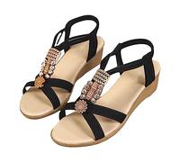 Generico Donna Sandali Estive Eleganti Da Flat Female 2026 New Summer Wild Spiedini Con Perline Anti Frana E Pantofole Punta Scarpe Comode Sandals Women Confort Estivi Sandalo Comodo 35 Elegante Nero