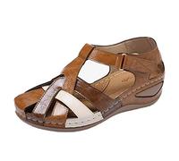 Generico Donna Sandali Estivi Comodi Antiscivolo Scarpe Basse Aperte Eleganti Cava Scarpe da Trekking Caviglia Sandali a Chiuse Davanti Traspiranti Comoda Coffee EU 37