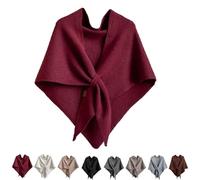 Generico Donna Scialle,Scialle Triangolare Multifunzionale Per Donne,Moda Calda E Accogliente Sciarpa A Maglia,Leggera Da Viaggio Casual Tinta Unita Poncho (Rosso)