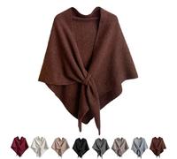 Generico Donna Scialle,Scialle Triangolare Multifunzionale Per Donne,Moda Calda E Accogliente Sciarpa A Maglia,Leggera Da Viaggio Casual Tinta Unita Poncho (Marrone)