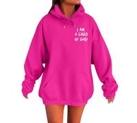 Generico Donna Sweatshirt Carino 2025 Solid Color Felpa da Cappuccio Oversize Top Puff Felpe con Pullover Autunno Allentata Casual Streetwear