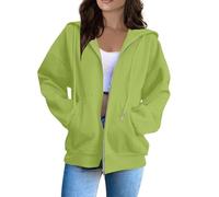 Generico Donna Sweatshirt Carino 2025 Solid Color Felpa da Cappuccio Zip Pullover Originale Maniche Lunghe Coulisse Tuta per Ragazza