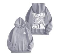 Generico Donna Sweatshirt Carino 2025 Stampa Casual Cappuccio Felpa Oversize Top da Personalizzata Super Soft Touch Scollo Rotondo E Spacco Laterale Y2K Tuta per Ragazza