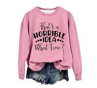 Generico Donne Coperta Smanicato Donne Running Smanicato Quella È UN'IDEA ORRIBILE Felpe Girocollo Camp Lover Felpe Casual Pullover a Maniche Lunghe Top Donne Leopardato Scritte Felpe Donne (Pink, S)