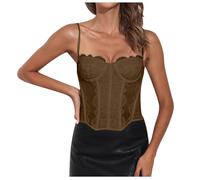 Generico Donne Corsetto Push Up Bustier Top retrò Disossato Satin Bustino Modellante Nero Lace Elegante Stretto Gilet Shapewear