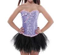 Generico Donne Corsetto Push Up Bustier Top Slim Elegante in Pizzo Overbust Nero Lace Modellante Bustino Festa Corpetto Sexy