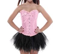 Generico Donne Corsetto Push Up Bustier Top Slim Elegante in Pizzo Overbust Nero Lace Modellante Bustino Festa Corpetto Sexy