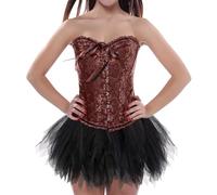 Generico Donne Corsetto Push Up Bustier Top Slim Elegante in Pizzo Overbust Nero Lace Modellante Bustino Festa Corpetto Sexy