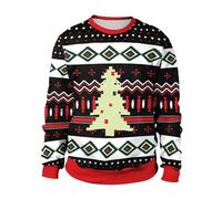 Generico Donne Uomo Maglione Natalizio Lavorato a Maglia Novità Unisex Retro Christmas Maglione Cima Felpa Girocollo Stampata Della Collezione Natalizia da Uomo XL-5XL