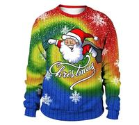 Generico Donne Uomo Maglione Natalizio Lavorato a Maglia Novità Unisex Retro Christmas Maglione Cima Felpa Girocollo Stampata Della Collezione Natalizia da Uomo XL-5XL