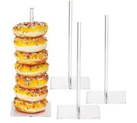 Generico Donut Stand for Party, Clear Acrylic 4-Piece Display, Party Dessert Tower, Perfect for Donuts, Bagels, Snacks, Buffet Table, Birthday, Christmas, Wedding, Baby Shower, Thanksgiving, Holiday