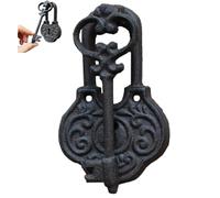 Generico Door Pull Handle Sliding Classical Ancient Key Knocker, Home Office Cabinets Doorknocker, Barn Wrought Iron Door Knockers for Garden Gates,Courtyard
