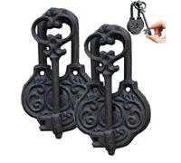 Generico Door Pull Handle Sliding Classical Ancient Key Knocker, Home Office Cabinets Doorknocker, Barn Wrought Iron Door Knockers for Garden Gates,Courtyard