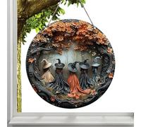 Generico Door Sign Decor, Wooden Hanger Plaques, 7.87x7.87in Compact Halloween Witch Accent, Rustic Festive Design, Authentic Hanging Loop for Entryway, Porch, Patio, Party, Holiday