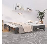 Generico Dormeuse Estraibile Grigia 2X(90x190) cm Legno Massello di Pino,Letti e Accessori,Letti e telai per letti-823391