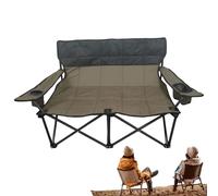 Generico Double Camping Chair, Two Person Outdoor Loveseat, Portable Folding Chaise, Breathable Stable Lounge Seat, Extra Wide Size, for Patio, Backyard, Balcony, Lawn, Pool, Beach, Deck