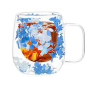 Generico Double Glass Coffee Mugs Dried Flower Glass Coffee Mugs