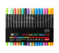 Generico Double-Head Acrylic Markers Set - 24/36 Colors, Waterproof, Brush Tip Drawing Art Supplies Stationery for Painting, Acrylic Paint Pens, Hand-Book Making