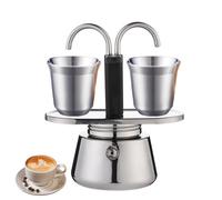 Generico Double Head Stainless Steel Mocha Pot,Classic Dual Pipe Stovetop Espresso Maker with Filter,Mini Mocha Pots for Camping Travel Making Espresso Coffee