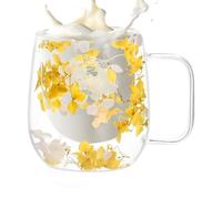 Generico Double Insulated Glass Mugs Dried Flower Glass Coffee Mugs