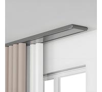 Generico Double Row Ceiling Curtain Track, Curtains Rails Aluminum, Built-in Soundproof Strips Mute Rollers Double Curtain Rods 100kg Load-Bearing for Living Room Bedroom Hospital(Grigio,1.8(m))