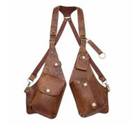 Generico Double Shoulder Armpit Bag for Men,Adjustable Leather Armor Crossbody,with Anti-Pickpocket Harness,Tactical Bag,Multiple pockets (Brown 1)