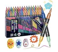 Generico Double Tip Glitter Pens - 5.83 Inch Paint Markers Set | Water Based Glitter Markers - Quick Dry 24 36 48 Pack for Greeting Cards Crafts Doodles Coloring Scrapbooking Art Projects DIY
