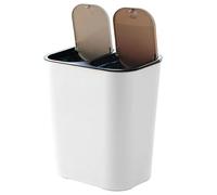 Generico Double Trash Can | Space-Saving Rectangular Trash Can - 18L Waste Container With Push-Button Lids Kitchen Garbage Bin For Laundry Workplace Dining Room Bedroom Rv Garage Outdoor Patio Home
