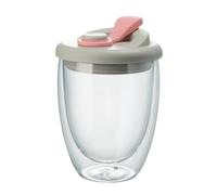 Generico Double Wall Glass Coffee Cup | 350ml Glass Insulated Drinking Cups | Ice Milk Cup With Leakproof Lid for Coffe, Tea, Juice, Milk, Latte, Dessert