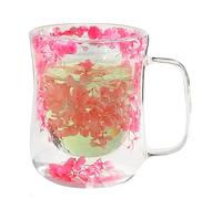 Genérico Double Wall Glass Coffee Mugs - Flower Double Wall Tea Cups | 400ml Elegant espressso Cups | Flower Glasss Tea Cup, Dried Flowers Glass Coffee Mugs With Handle For Hot & Cold Beverages