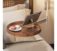 Generico Down Sofa Floating Table Extender Shelf, Folding Table Wall Mounted Small Round Tray,Flip-Out Design Nightstand,Wall-Mount Folding Flip Down Round (brown)