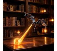 Generico Dragon Bookshelf Nook Light,3D Printed Fire-Breathing Fantasy Shelf Decor,Red Blue Flame Flying Dragon Design,for Home Office LivingRoom Bedroom Ornament,Gothic Library Collector Gift
