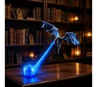 Generico Dragon Bookshelf Nook Light,3D Printed Fire-Breathing Fantasy Shelf Decor,Red Blue Flame Flying Dragon Design,for Home Office LivingRoom Bedroom Ornament,Gothic Library Collector Gift